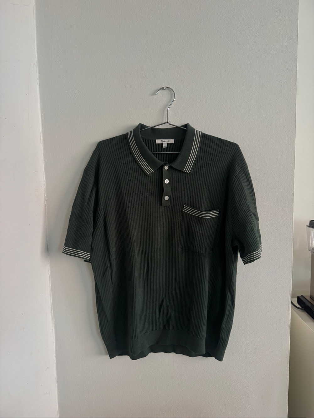 Madewell March Stripe Short Sleeve Polo Green XL